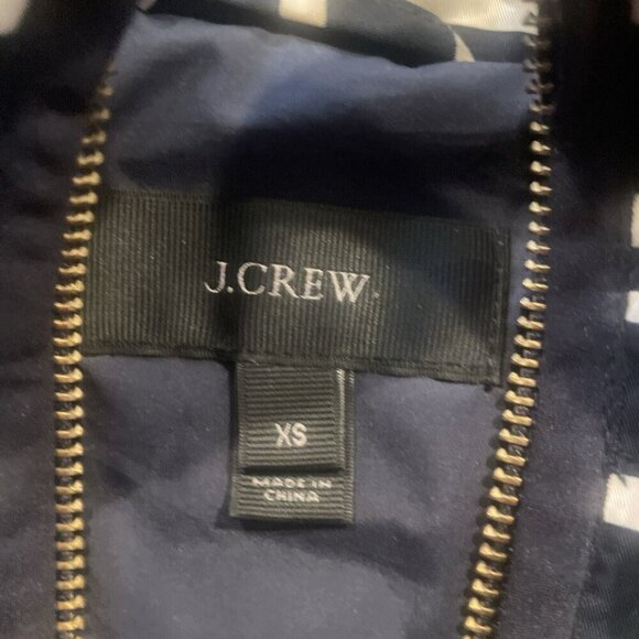 J.Crew Navy Blue White Stripe Zip Quilted Puffer Vest Down Snap Pocket Sz Xsmall - Picture 8 of 10